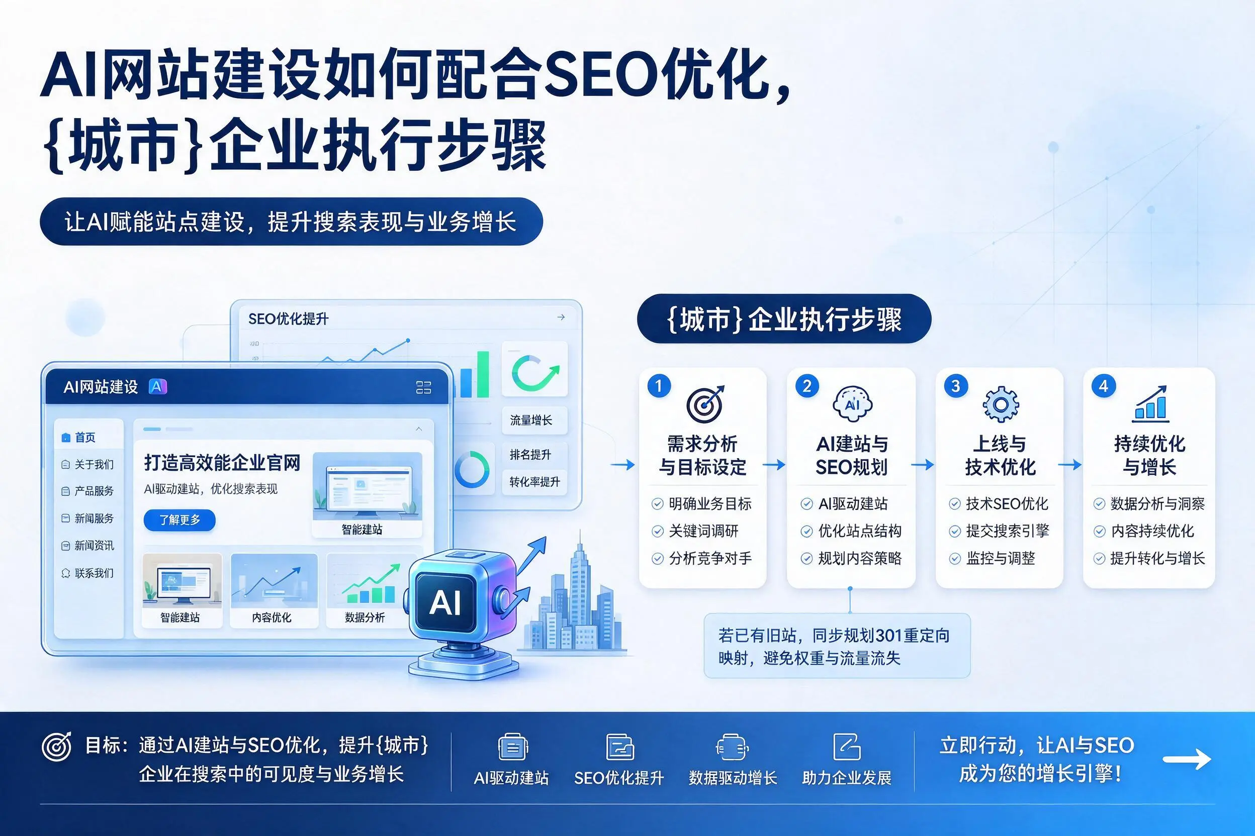 AI网站建设如何配合SEO优化，崇左企业执行步骤